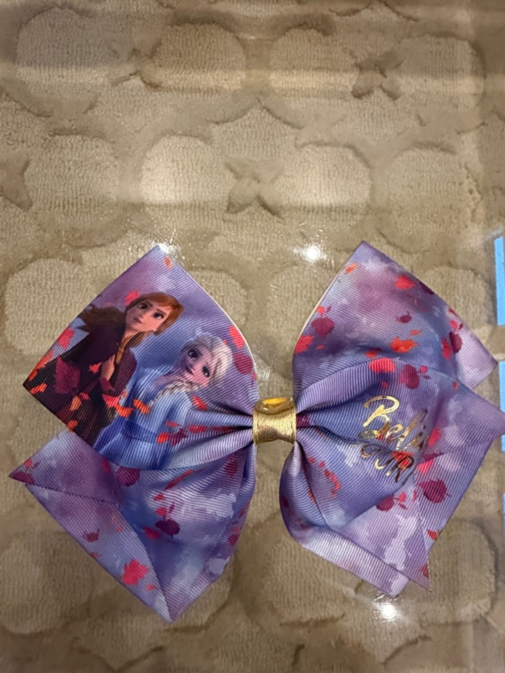 H&M Purple Ribbon Bow Hair Clip with Red Accents
